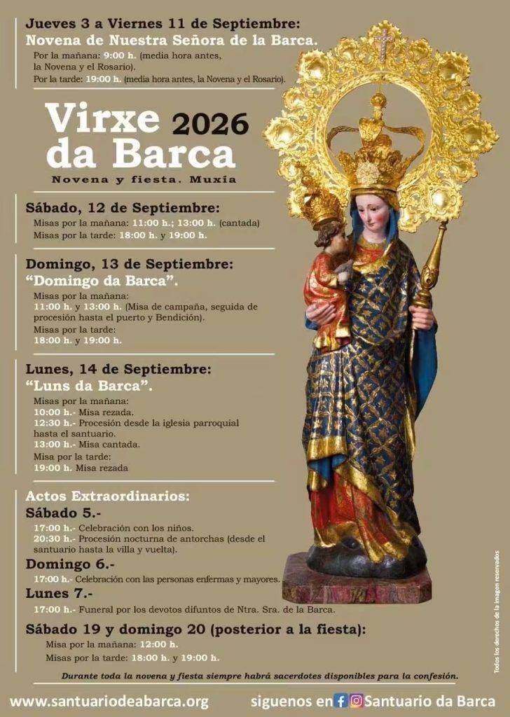 Horarios da novena da Virxenda Barca